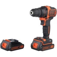 Аккумуляторная дрель-шуруповерт BLACK+DECKER BDCDD186KB, 18.0 В, 2 Li-Ion аккумулятора 1.5 Ач