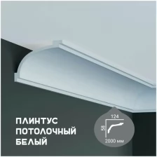 Карниз с гладким профилем Fabello Decor P 136 ,плинтус потолочный белый грунтованный, 64*122*2000 мм